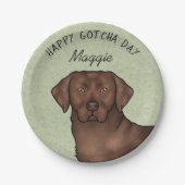 Schokolade Labrador Retriever Happy Gotcha Day Pappteller (Vorderseite)