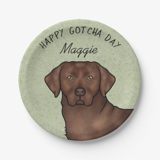 Schokolade Labrador Retriever Happy Gotcha Day Pappteller (Vorderseite)