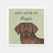 Schokolade Labrador Retriever Happy Gotcha Day Serviette (Vorderseite)