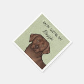Schokolade Labrador Retriever Happy Gotcha Day Serviette (Ecke)