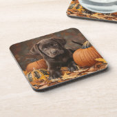 Schokolade Labrador Retriever Herbst Getränkeuntersetzer (Linke Seite)