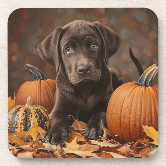 Schokolade Labrador Retriever Herbst Getränkeuntersetzer (Vorderseite)