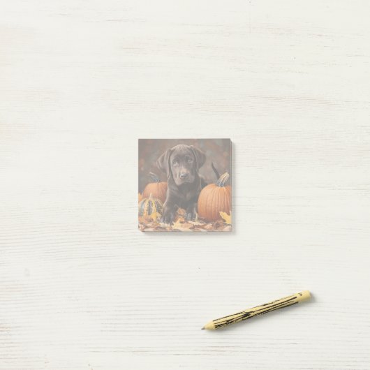 Schokolade Labrador Retriever Herbst Post-it Klebezettel (Auf Schreibtisch)