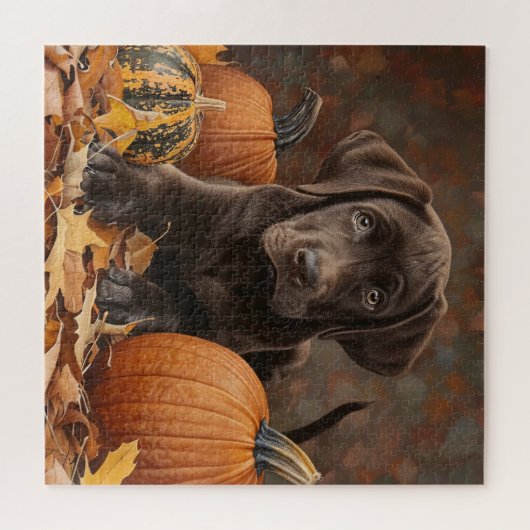 Schokolade Labrador Retriever Herbst Puzzle (Horizontal)