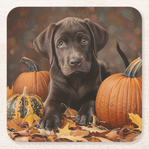 Schokolade Labrador Retriever Herbst Rechteckiger Pappuntersetzer