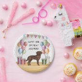 Schokolade Labrador Retriever Hund farbenfroh Gebu Pappteller (Party)