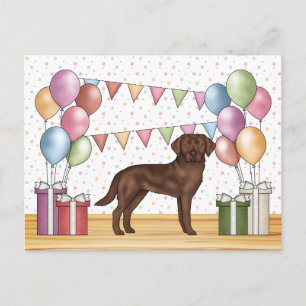 Schokolade Labrador Retriever Hund farbenfroh Gebu Postkarte