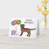 Schokolade Labrador Retriever Hund Happy Birthday Karte (Gelbe Blume)