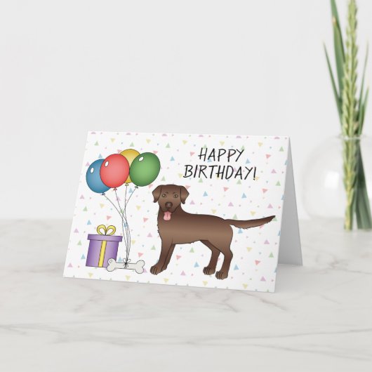 Schokolade Labrador Retriever Hund Happy Birthday Karte (Vorderseite)
