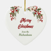 Schokolade Labrador Retriever Hund Holly Wreath Keramik Ornament (Hinten)