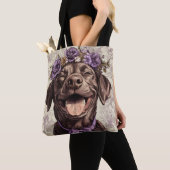 Schokolade Labrador Retriever Hund Lila floral Tasche (Von Nahem)
