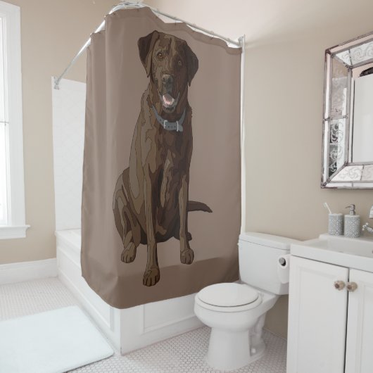 Schokolade Labrador Retriever Hund Sitzen Duschvorhang (Beispiel)