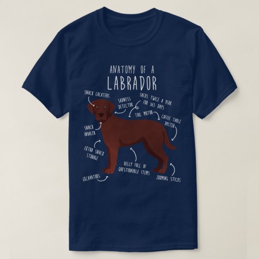 Schokolade Labrador Retriever Hunde Anatomie 1 T-Shirt (Design vorne)