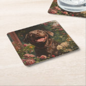 Schokolade Labrador Retriever Hütte Garden Rechteckiger Pappuntersetzer (angewinkelt)