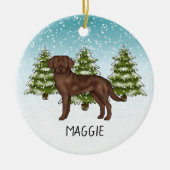Schokolade Labrador Retriever Individuelle Name We Keramik Ornament (Vorne)