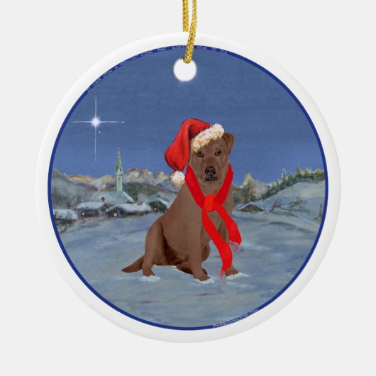 Schokolade Labrador Retriever Keramikornament (Vorne)