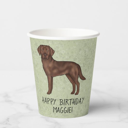 Schokolade Labrador Retriever Labrador Happy Birth Pappbecher (Vorderseite)