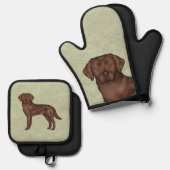 Schokolade Labrador Retriever Labrador Hund Art Gr Ofenhandschuh & Topflappen-Set (Vorderseite/Rückseite)