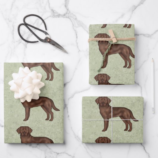 Schokolade Labrador Retriever Labrador Hundeschema Geschenkpapier Set (Vorderseite)