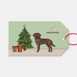 Schokolade Labrador Retriever mit Weihnachtsbaum Geschenkanhänger
