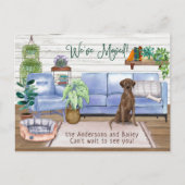 Schokolade Labrador Retriever Neue Zuhause Moving  Ankündigungspostkarte (Vorderseite)