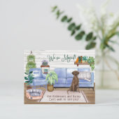 Schokolade Labrador Retriever Neue Zuhause Moving  Ankündigungspostkarte (Stehend Vorderseite)