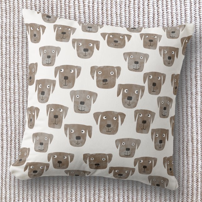 Schokolade Labrador Retriever Niedlich Kissen (Fun Chocolate brown Labrador retriever dog pattern throw pillow)