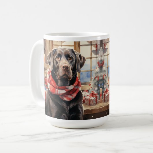 Schokolade Labrador Retriever Puppy Dog Kaffeetasse (Vorderseite Links)