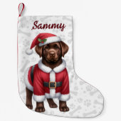 Schokolade Labrador Retriever Santa Puppy Dog Kleiner Weihnachtsstrumpf (Vorderseite)