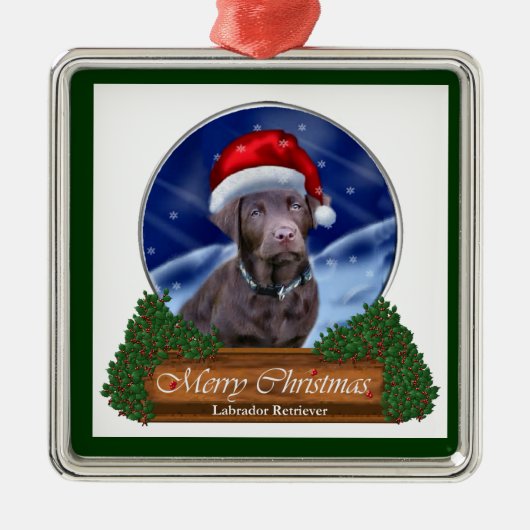 Schokolade Labrador Retriever Silbernes Ornament (Vorne)
