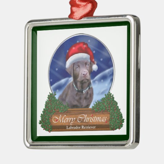 Schokolade Labrador Retriever Silbernes Ornament (Links)