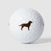 Schokolade Labrador Retriever Silhouette Golfball (Vorderseite)