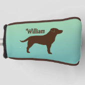 Schokolade Labrador Retriever Silhouette mit Name Golf Headcover (Vorderseite)