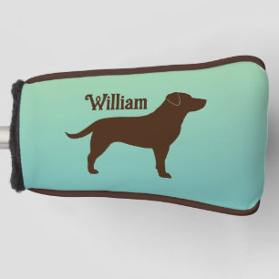 Schokolade Labrador Retriever Silhouette mit Name Golf Headcover