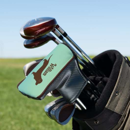 Schokolade Labrador Retriever Silhouette mit Name Golf Headcover (In Situ)