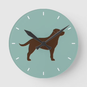 Schokolade Labrador Retriever Silhouette Runde Wanduhr