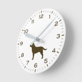 Schokolade Labrador Retriever Silhouette Runde Wanduhr (Winkel)