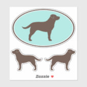Schokolade Labrador Retriever Silhouette Stickers Aufkleber (Blatt)