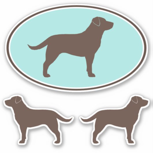 Schokolade Labrador Retriever Silhouette Stickers Aufkleber (Vorderseite)