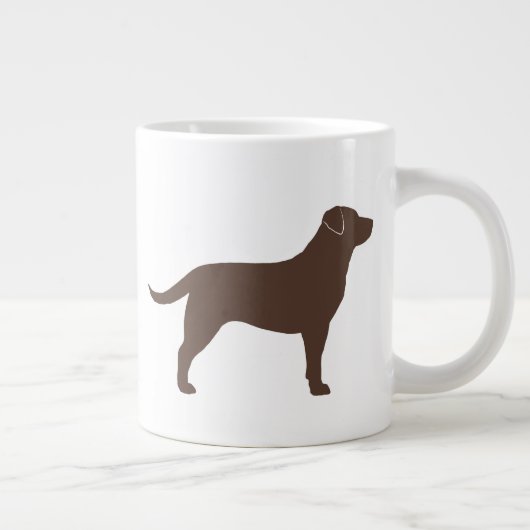 Schokolade Labrador Retriever Silhouetten Jumbo-Tasse (Rechts)