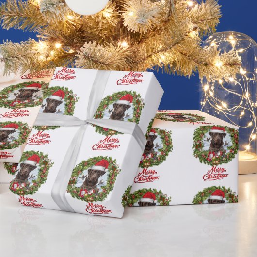 Schokolade Labrador Retriever, Weihnachtskranz Geschenkpapier (Feiertage)