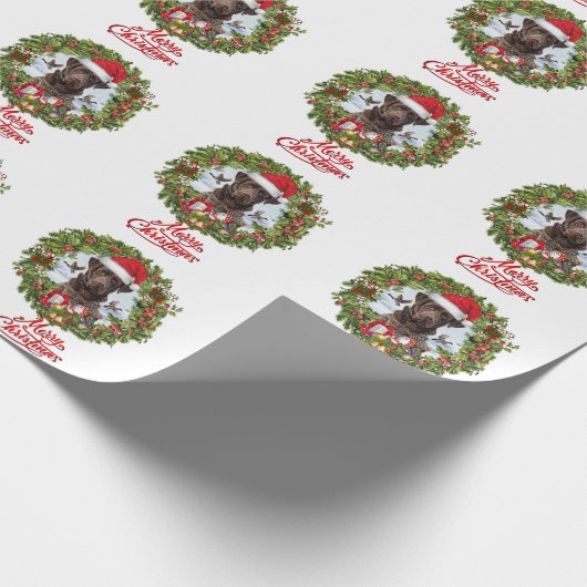 Schokolade Labrador Retriever, Weihnachtskranz Geschenkpapier (Ecke)