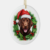 Schokolade Labrador Retriever Weihnachtskranz Keramik Ornament (Rechts)