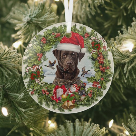 Schokolade Labrador Retriever, Weihnachtskranz Ornament Aus Glas (InSitu)
