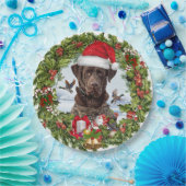 Schokolade Labrador Retriever, Weihnachtskranz Pappteller (Party)
