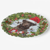 Schokolade Labrador Retriever, Weihnachtskranz Pappteller (Schrägansicht)