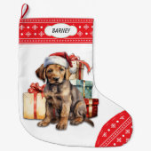 Schokolade Labrador Retriever Welpengeschenke Großer Weihnachtsstrumpf (Vorderseite)
