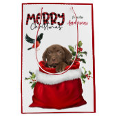 Schokolade Labrador Retriever Welpenhund Weihnacht Mittlere Geschenktüte (Vorderseite)