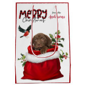 Schokolade Labrador Retriever Welpenhund Weihnacht Mittlere Geschenktüte (Rückseite)