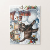 Schokolade Labrador Retriever Welpenhund Weihnacht Puzzle (Vertikal)